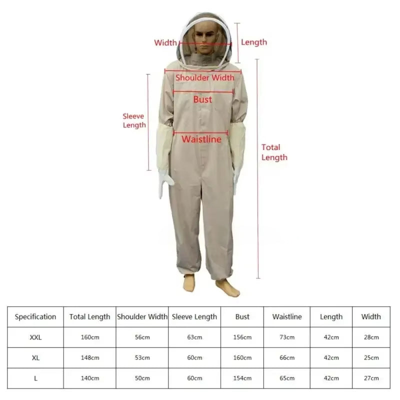 Ventilated Full-Body Beekeeping Suit with Gloves