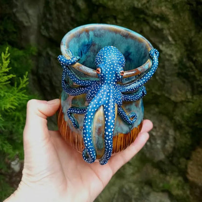 Handmade Deep Blue Octopus Coffee & Tea Mug