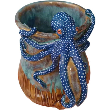 Handmade Deep Blue Octopus Coffee & Tea Mug