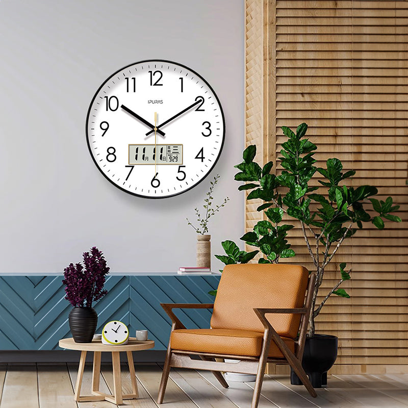  Electronic Calendar Wall Clock 2025 New 10/12/14 - inch Electronic Calendar Wall Clock. Monitors temp & humidity. Dual - display. Mute. Quartz movement.