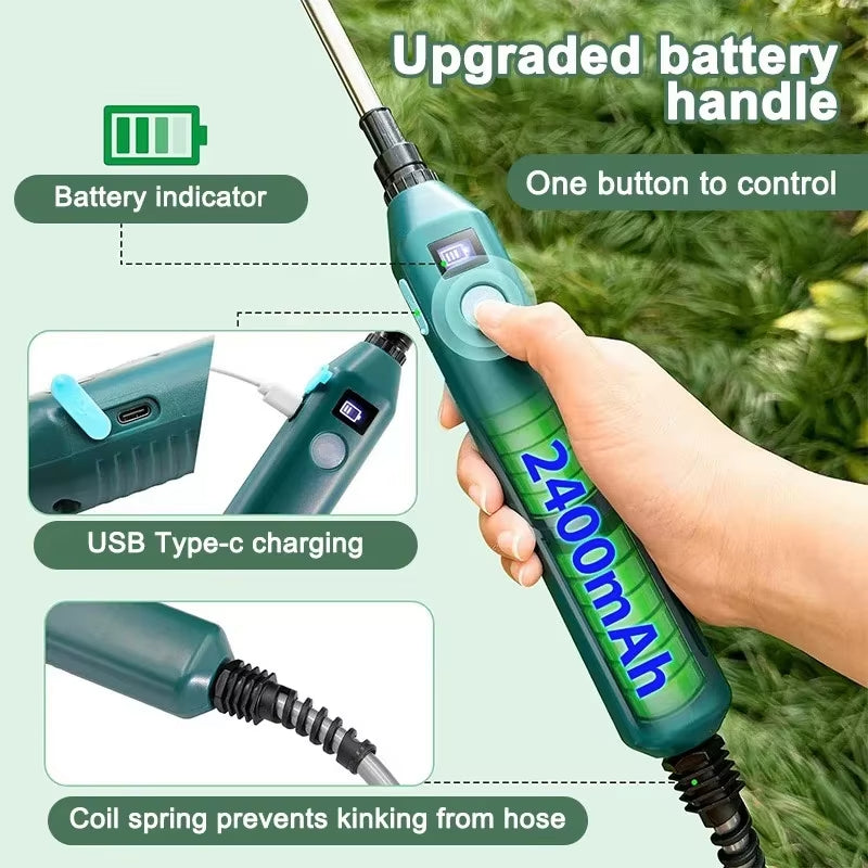Cordless Garden Sprayer Wand (2400mAh, 3 Nozzles)