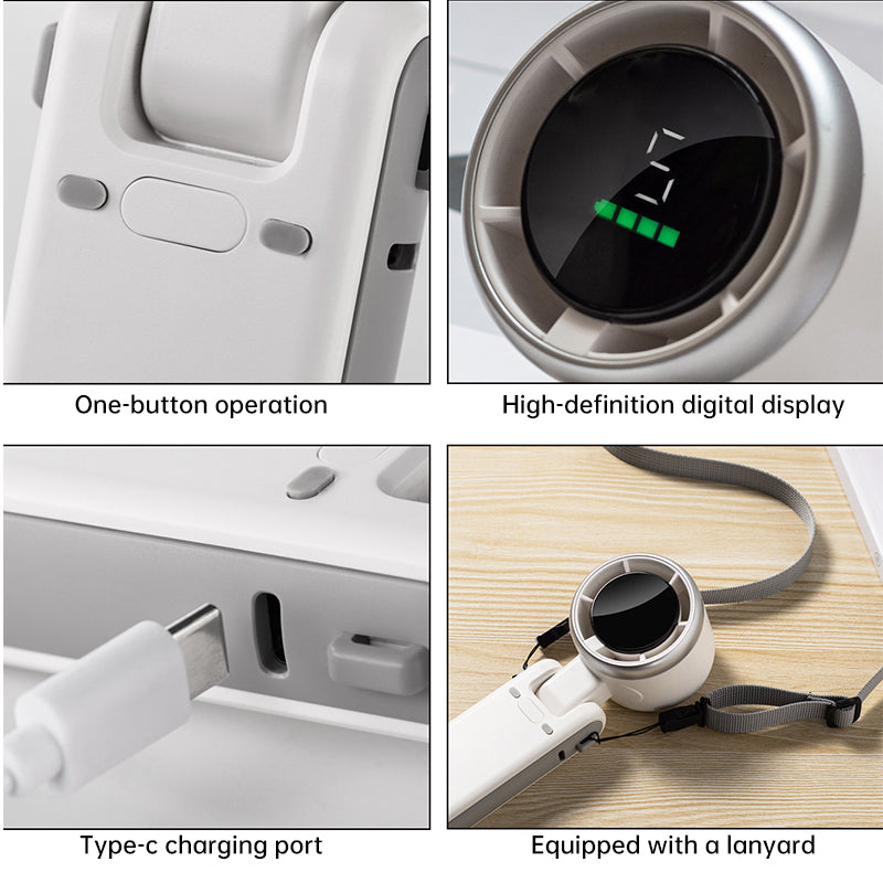 Foldable USB-Rechargeable Wearable Neck Fan