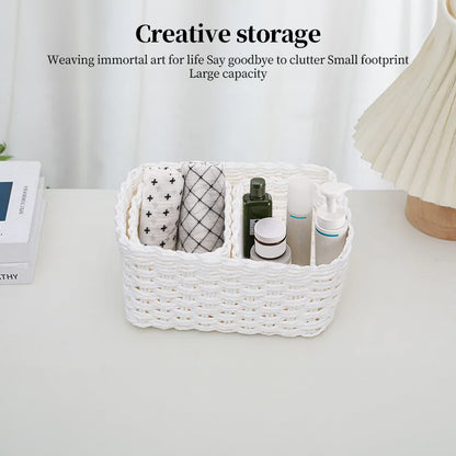 3-Piece Handmade Straw-Woven Paper-Rope Storage Baskets