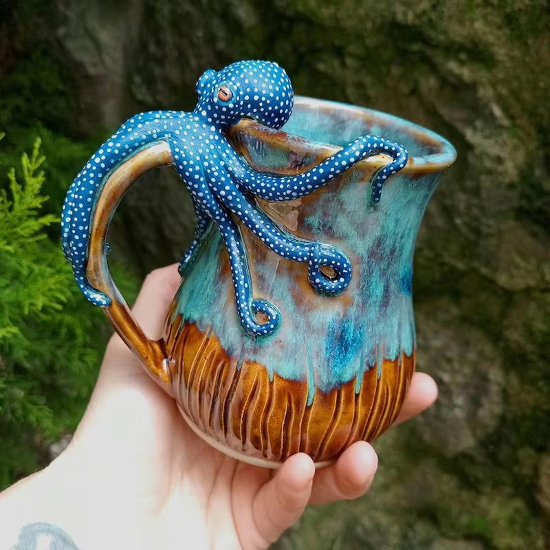 Handmade Deep Blue Octopus Coffee & Tea Mug