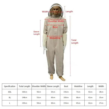 Ventilated Full-Body Beekeeping Suit with Gloves