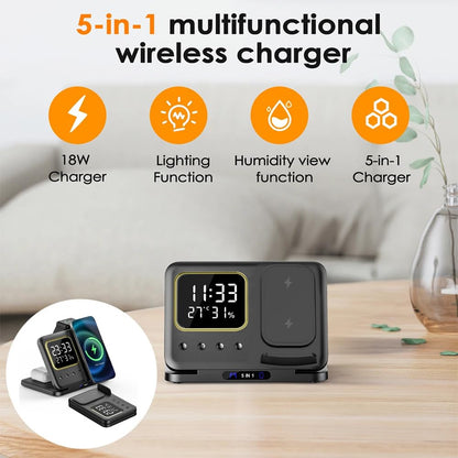 5-in-1 Wireless Charging Phone Stand (15W Fast Charge)