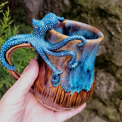 Handmade Deep Blue Octopus Coffee & Tea Mug