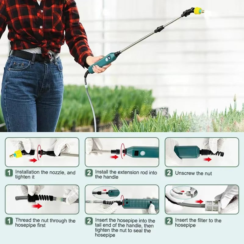 Cordless Garden Sprayer Wand (2400mAh, 3 Nozzles)