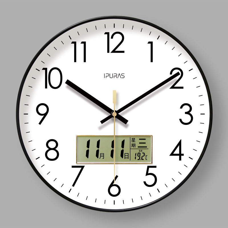  Electronic Calendar Wall Clock 2025 New 10/12/14 - inch Electronic Calendar Wall Clock. Monitors temp & humidity. Dual - display. Mute. Quartz movement.