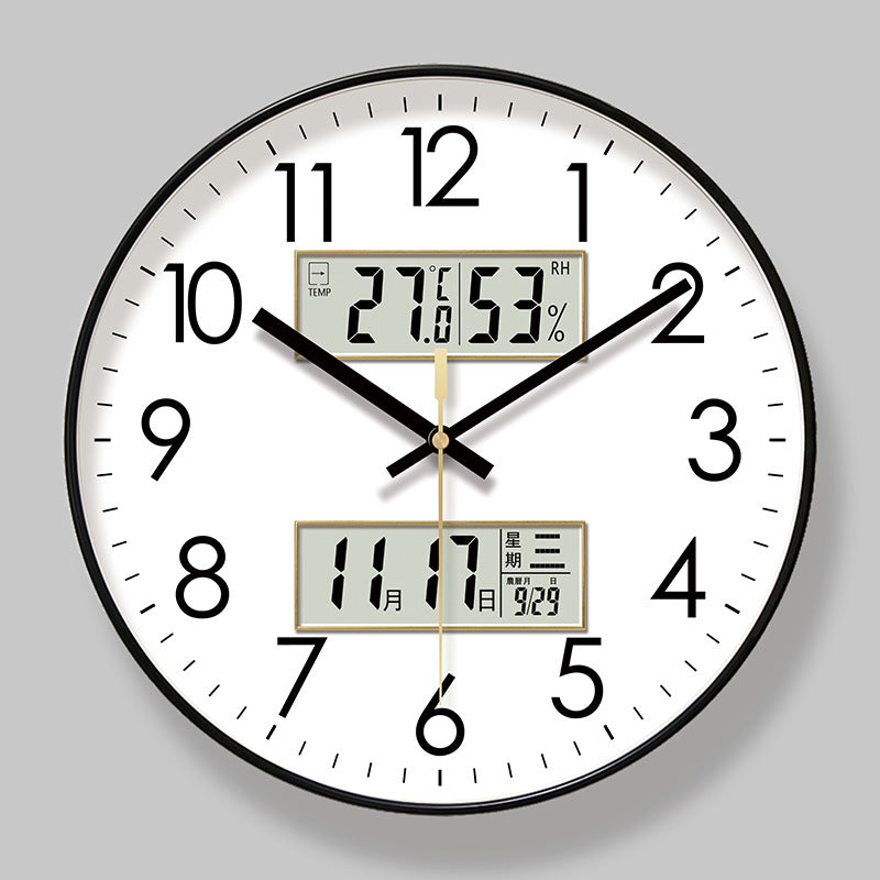  Electronic Calendar Wall Clock 2025 New 10/12/14 - inch Electronic Calendar Wall Clock. Monitors temp & humidity. Dual - display. Mute. Quartz movement.