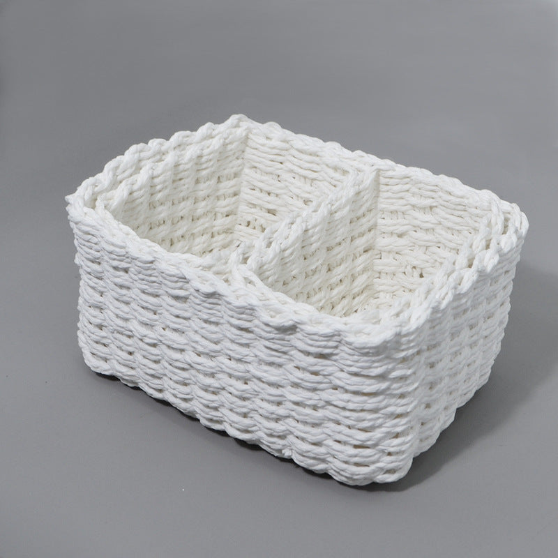3-Piece Handmade Straw-Woven Paper-Rope Storage Baskets