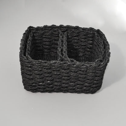 3-Piece Handmade Straw-Woven Paper-Rope Storage Baskets