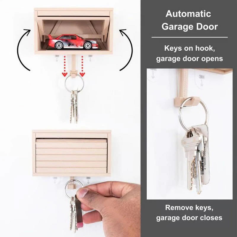 Space-saving wall wooden key holder