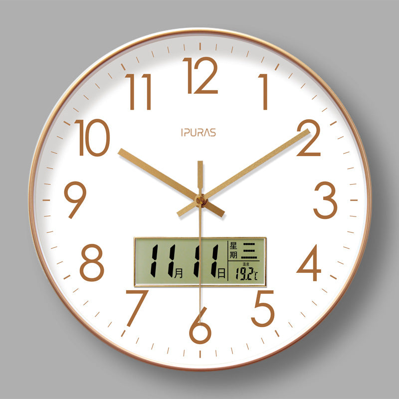  Electronic Calendar Wall Clock 2025 New 10/12/14 - inch Electronic Calendar Wall Clock. Monitors temp & humidity. Dual - display. Mute. Quartz movement.