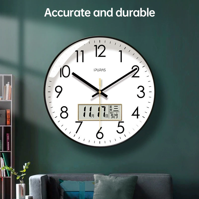  Electronic Calendar Wall Clock 2025 New 10/12/14 - inch Electronic Calendar Wall Clock. Monitors temp & humidity. Dual - display. Mute. Quartz movement.