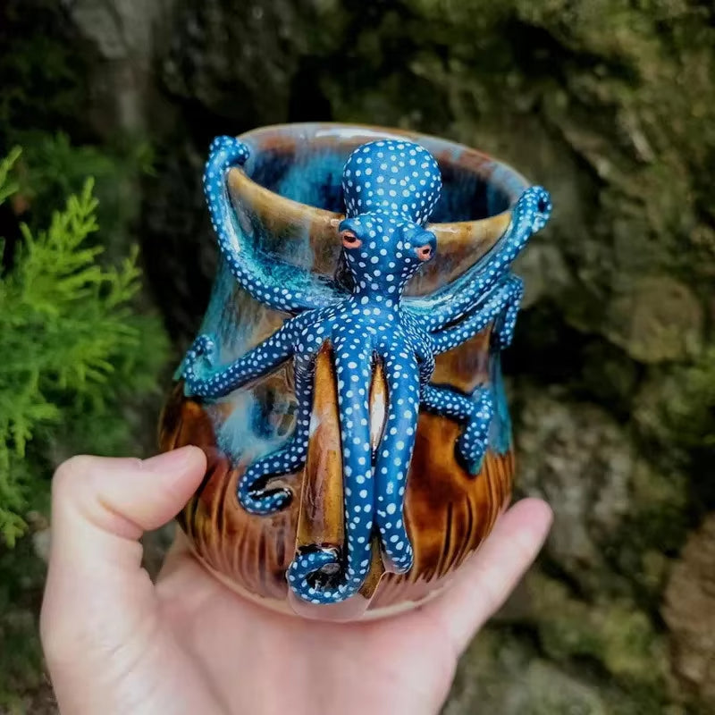 Handmade Deep Blue Octopus Coffee & Tea Mug
