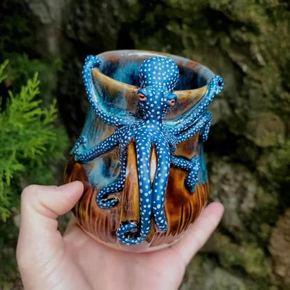 Handmade Deep Blue Octopus Coffee & Tea Mug