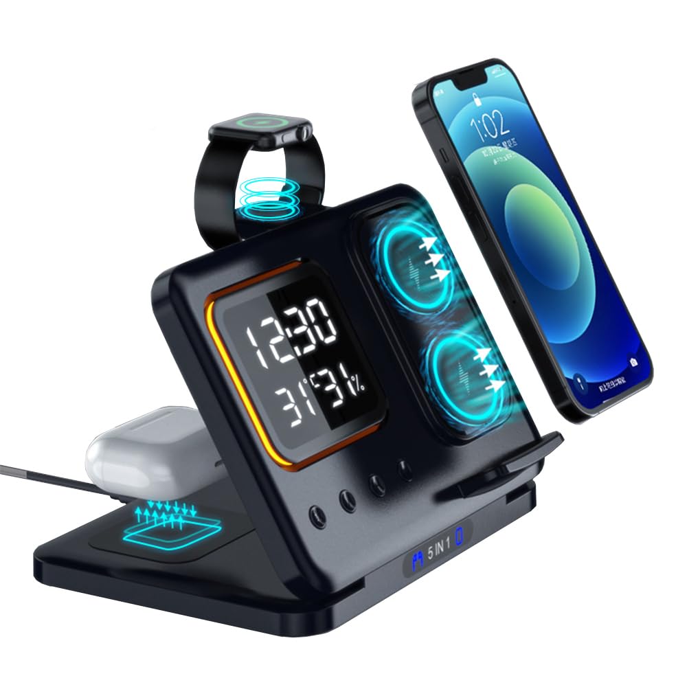 5-in-1 Wireless Charging Phone Stand (15W Fast Charge)