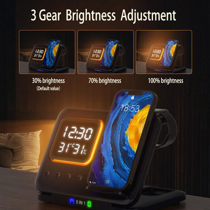 5-in-1 Wireless Charging Phone Stand (15W Fast Charge)