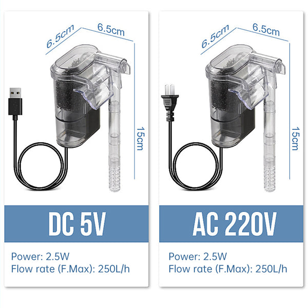 USB Hanging Aquarium Filter (Mini, 250L/H)
