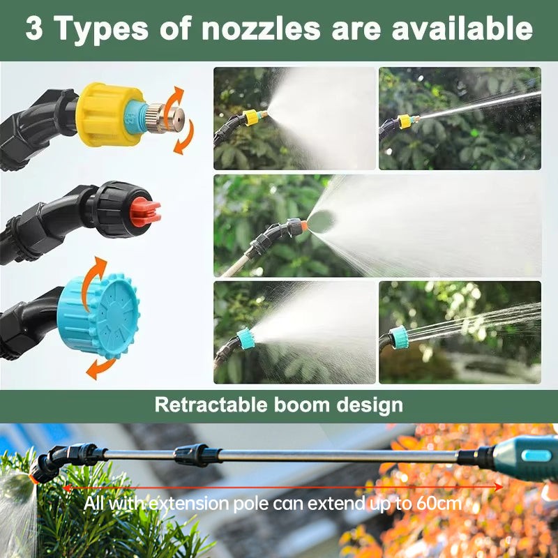 Cordless Garden Sprayer Wand (2400mAh, 3 Nozzles)