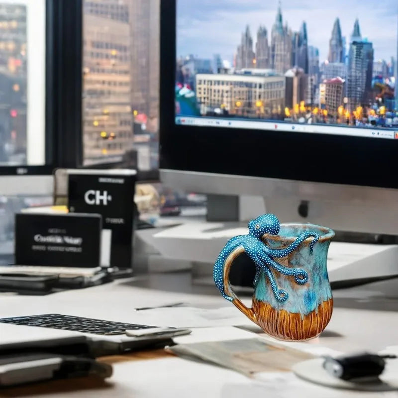 Handmade Deep Blue Octopus Coffee & Tea Mug