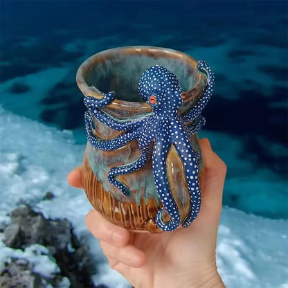 Handmade Deep Blue Octopus Coffee & Tea Mug