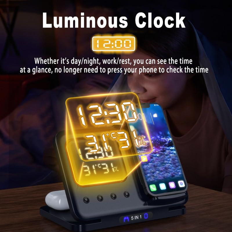 5-in-1 Wireless Charging Phone Stand (15W Fast Charge)
