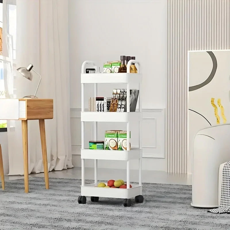 White rolling storage cart