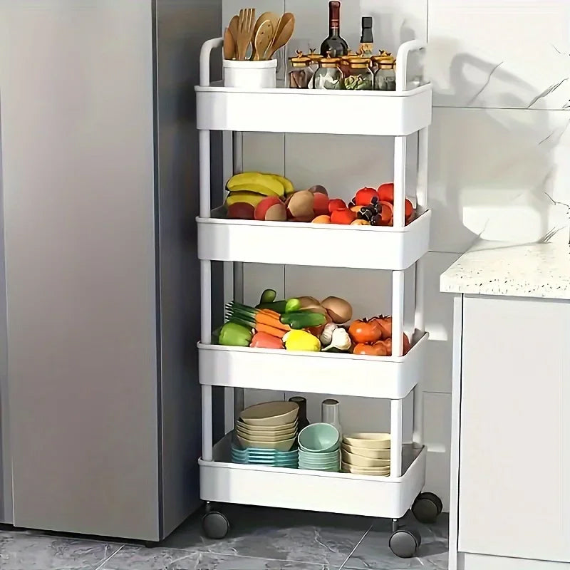 White rolling storage cart