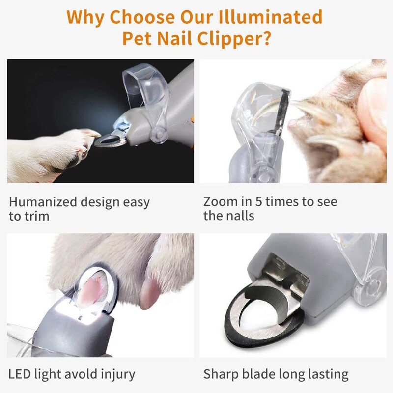 Professional Cat & Dog Trimmer Professional LED - lit pet nail clippers for cats and dogs. Toe - claw cutting tool, pet supplies.
