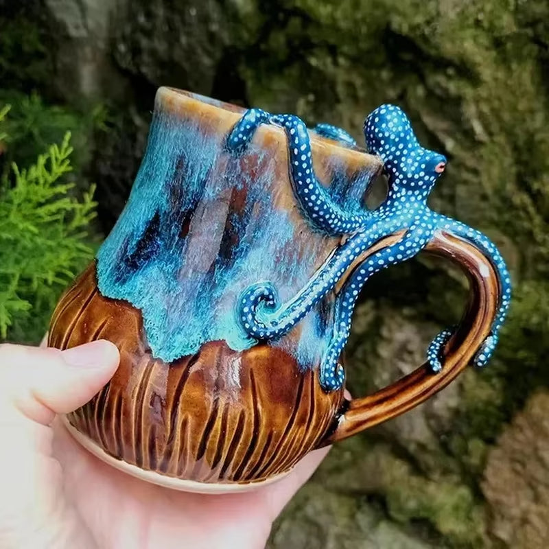 Handmade Deep Blue Octopus Coffee & Tea Mug