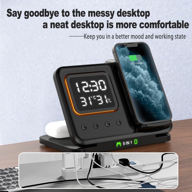 5-in-1 Wireless Charging Phone Stand (15W Fast Charge)