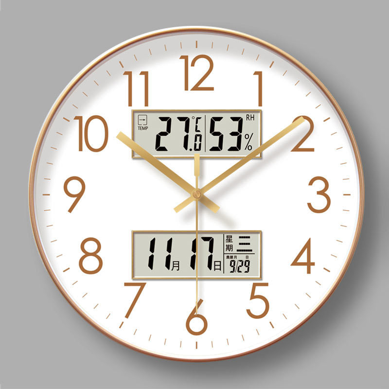  Electronic Calendar Wall Clock 2025 New 10/12/14 - inch Electronic Calendar Wall Clock. Monitors temp & humidity. Dual - display. Mute. Quartz movement.